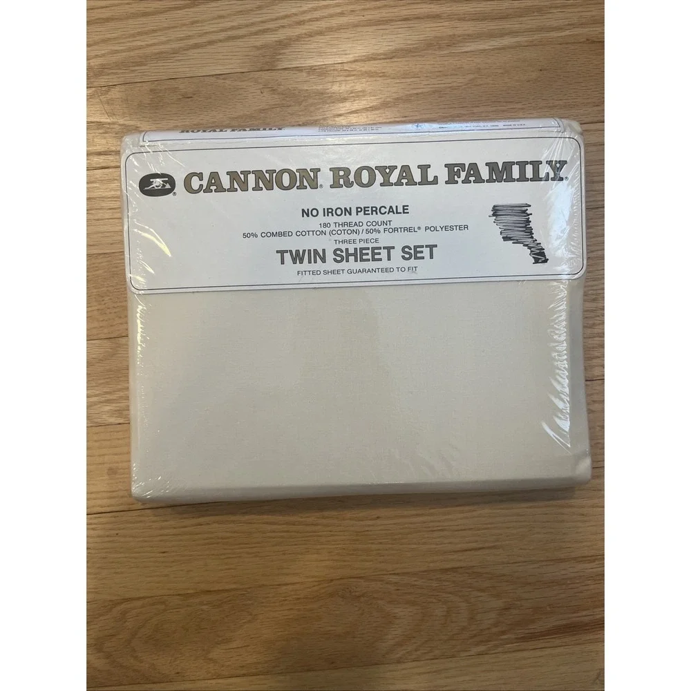 Vintage Cannon Royal‎ Family Twin Sheet Set No Iron Percale